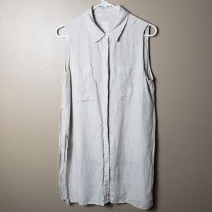 Chico's Linen Side-Slit Beige Sleeveless Tunic-Size 1 (M-8/10)